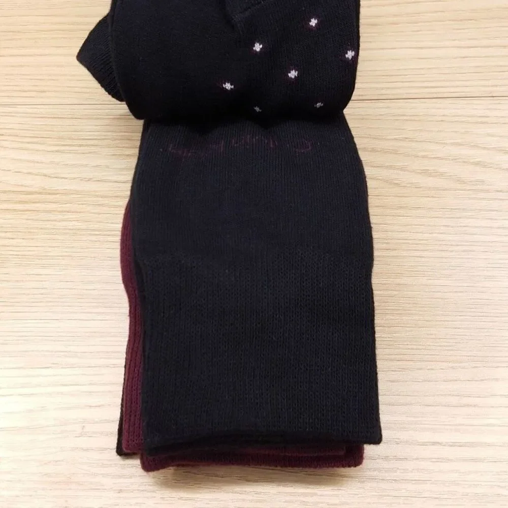 CALVIN KLEIN Crew Dress Socks Mens 4-Pack Black Argyle Micro Dot Solid Cotton
